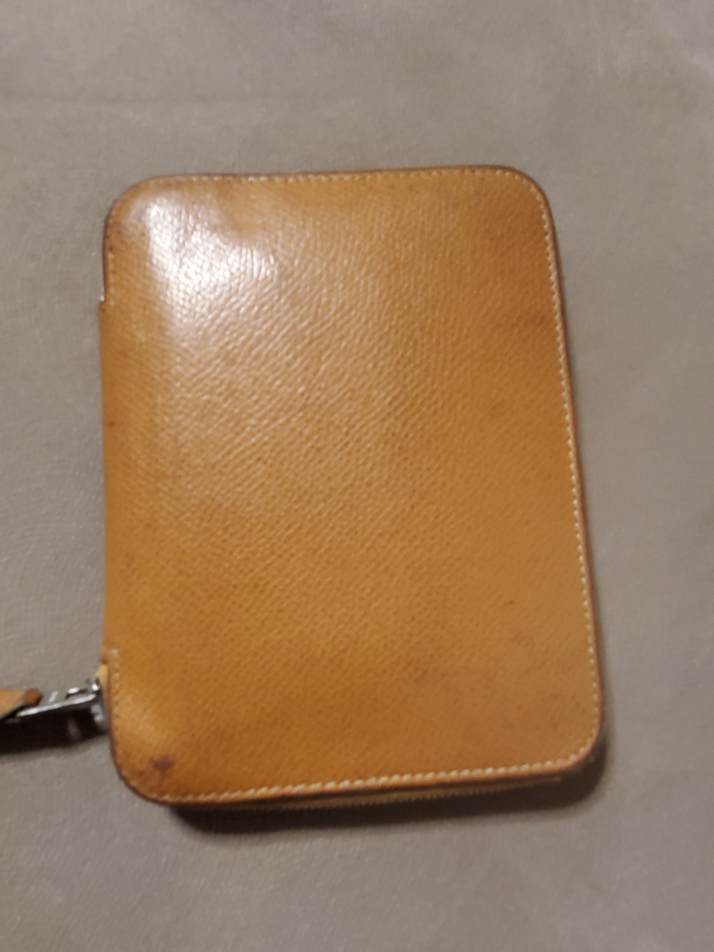 Hermes Agenda Notebook Cover Epson Zip Around Wallet in Cognac Tan Leather Women